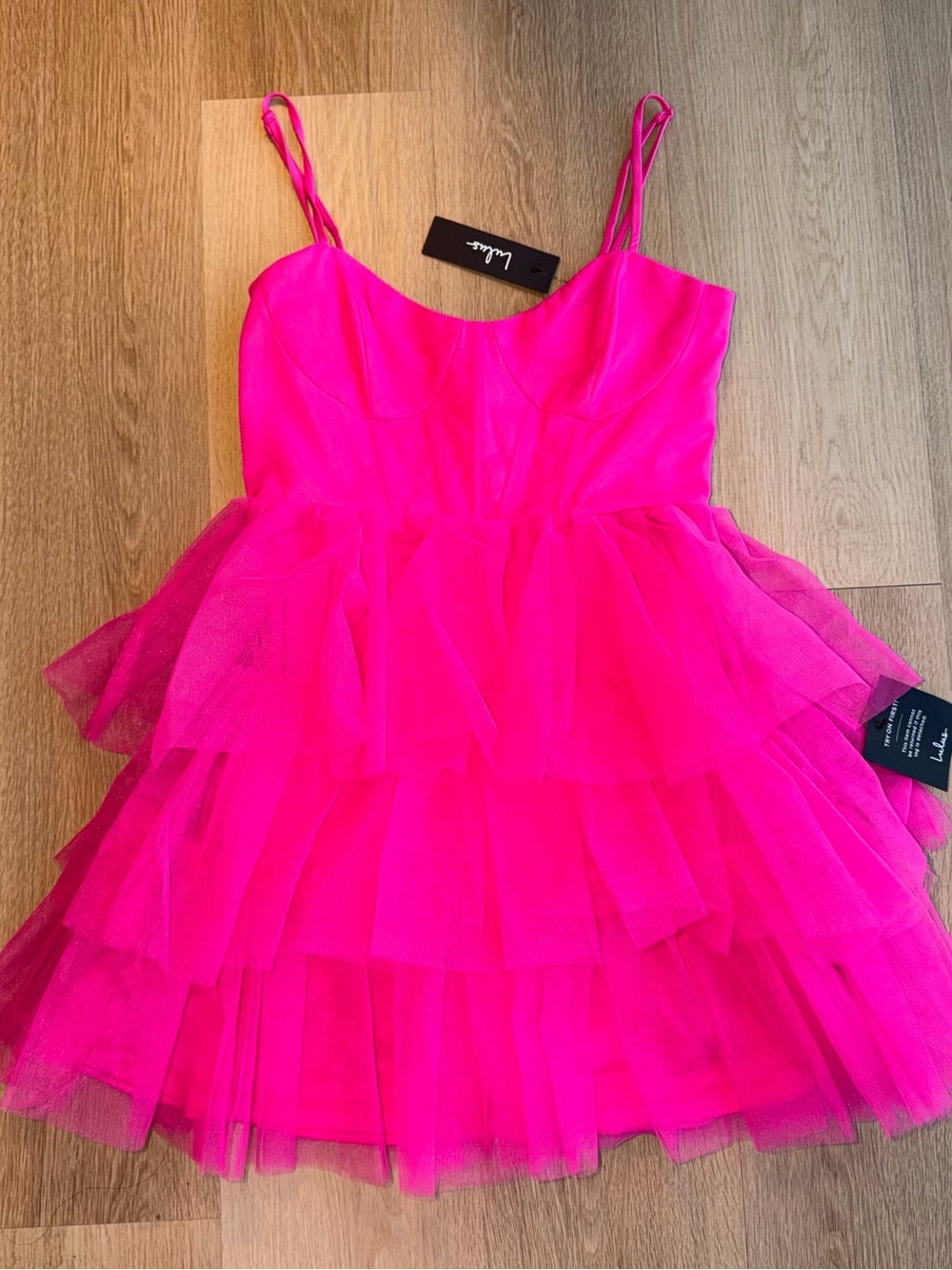 Lulu's Bright Fuchsia Tiered Tulle Mini Dress